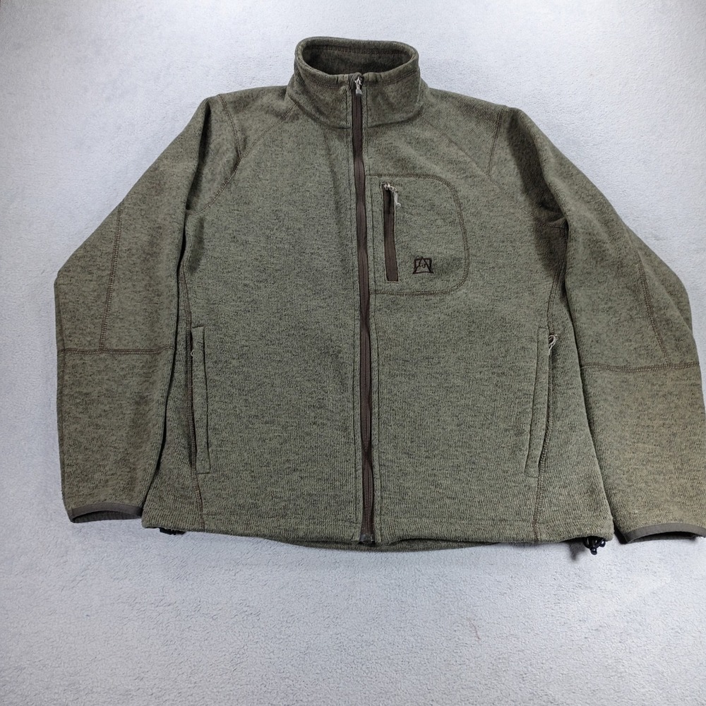 Avalanche Mens Sweater Fleece Jacket Green Medium Full Zip Pockets